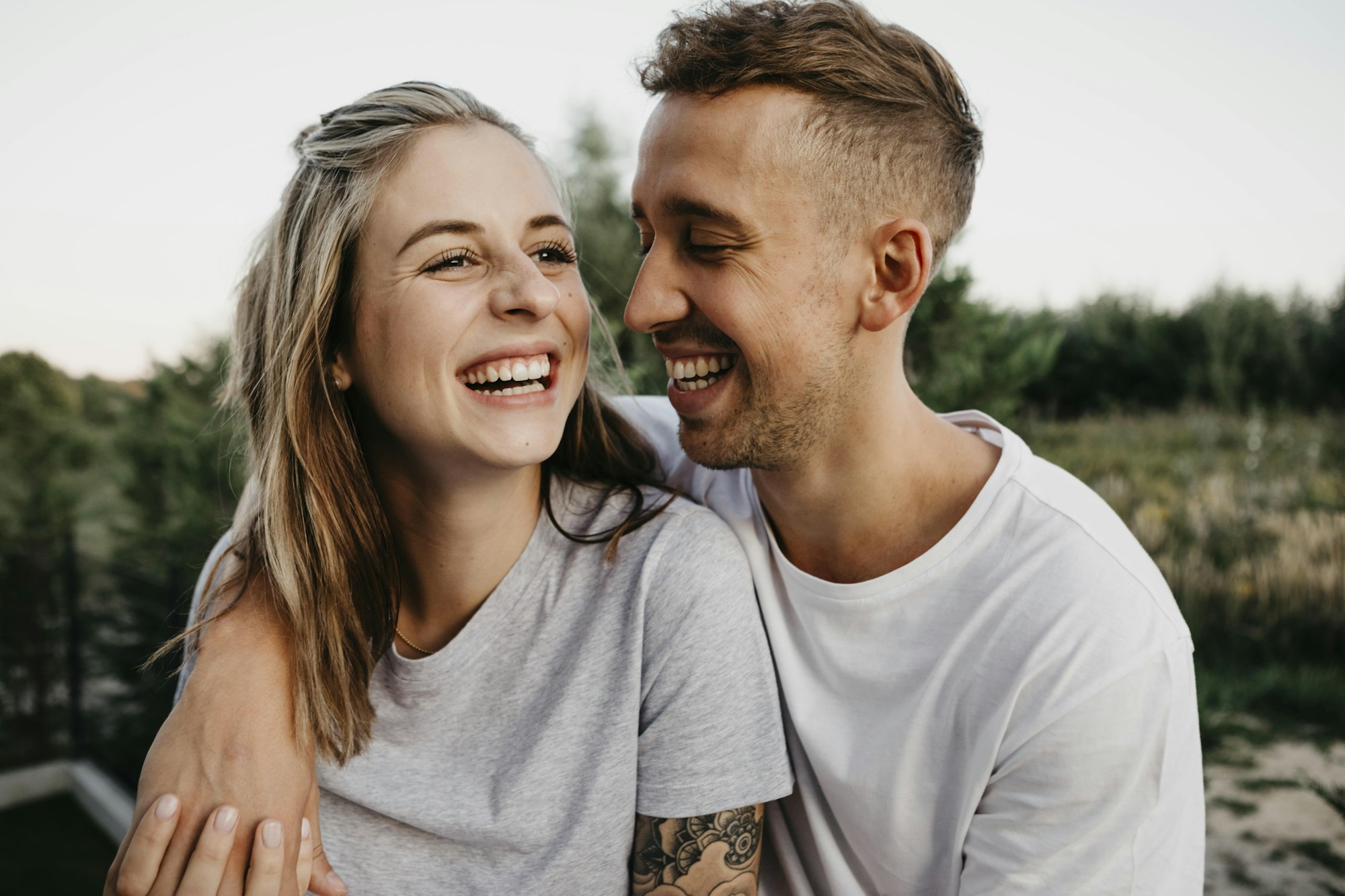 Portrait of young laughing couple